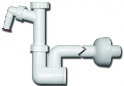 Syfon umywalkowy DN40x5/4' z podlączem do pralki lub zmywarki 3/4', wkładem do czyszczenia i rozetą. Odejście regulowane
