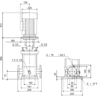 Pompa pionowa CR 5-24 A-FGJ-A-E-HQQE 3x400D 50Hz