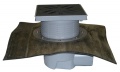 Studzienka z serii Perfekt DN110 z odejściem poziomym z przyspawanym kołnierzem bitumicznym d500mm, ramą z tworzywa sztucznego 240x240mm, kratką z żel